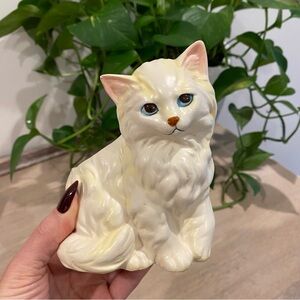 VINTAGE Napcoware Longhaired Persian White Kitten Planter